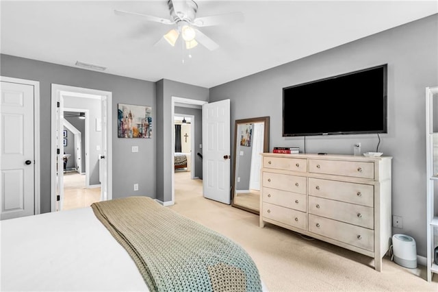4020 Devereux Chase, Roswell, GA 30075 - bedroom with light colored carpet, ceiling fan, and baseboards