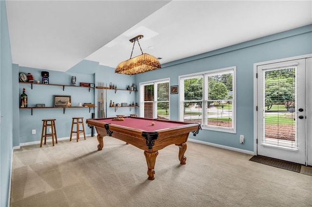 4020 Devereux Chase, Roswell, GA 30075 - rec room featuring carpet floors, baseboards, and billiards