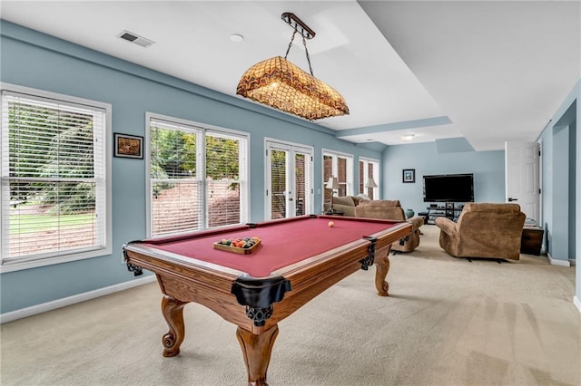 4020 Devereux Chase, Roswell, GA 30075 - game room with light colored carpet, baseboards, french doors, and plenty of natural light