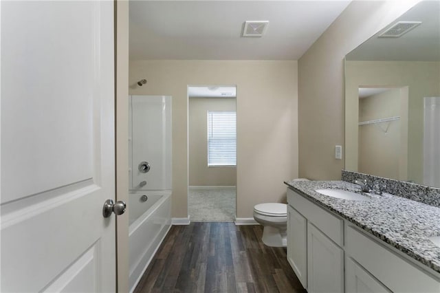290 Middleton Ct, Chatsworth, GA 30705 - bathroom with wood finished floors, vanity, and shower / tub combination
