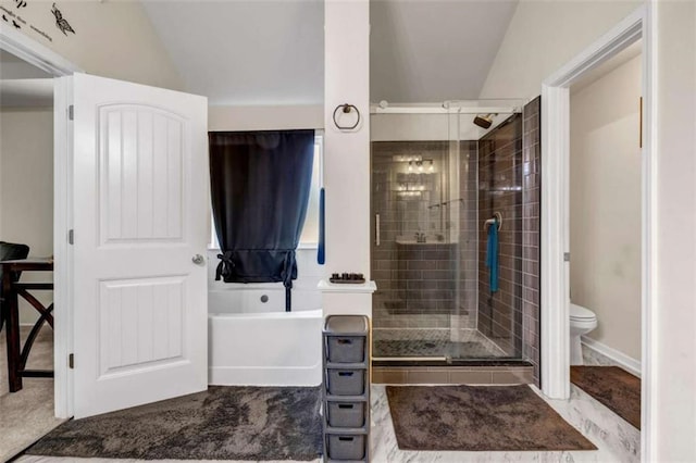 29 Madrid Ave, Newnan, GA 30263 - full bathroom featuring a shower stall, toilet, and a bath