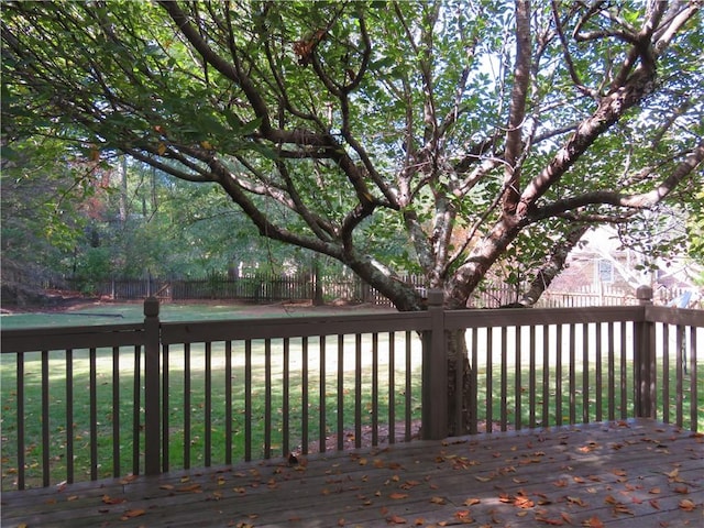 deck featuring a yard