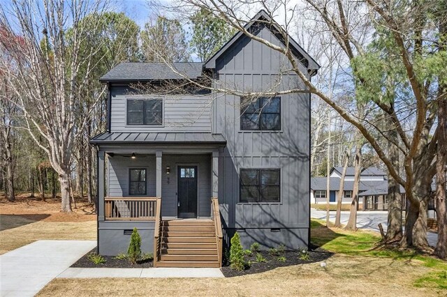 modern farmhouse with a porch