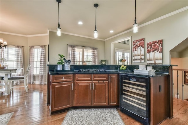 2727 Lost Mill Trce, Buford, GA 30519 - bar with crown molding, a healthy amount of sunlight, and beverage cooler