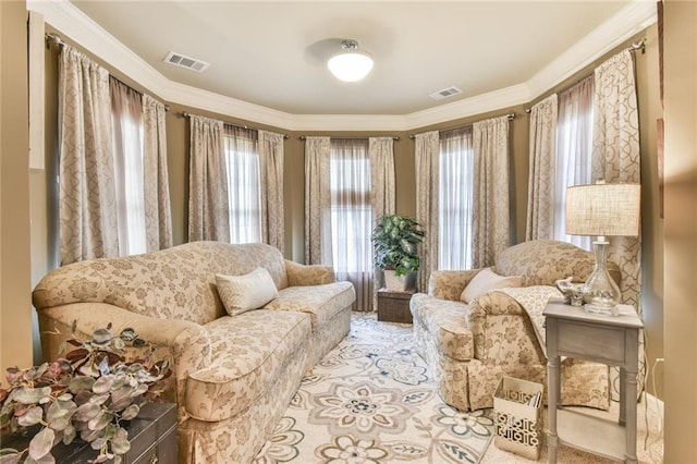 2727 Lost Mill Trce, Buford, GA 30519 - living area with visible vents and crown molding