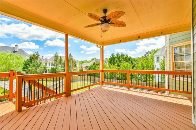 2727 Lost Mill Trce, Buford, GA 30519 - deck featuring a residential view and ceiling fan