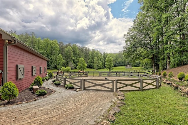 view of gate featuring a rural view