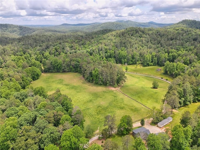 bird's eye view with a mountain view