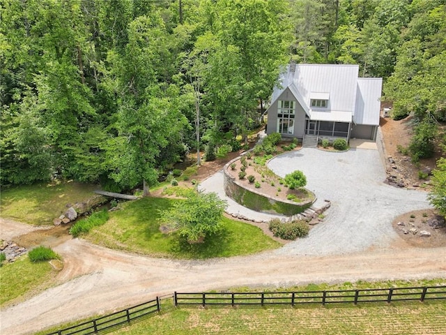 bird's eye view featuring a rural view