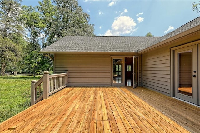 deck with a lawn