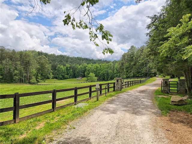 view of street with a rural view