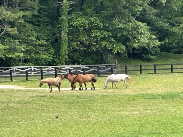 view of stable featuring a rural view