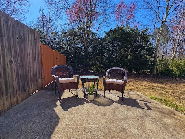 view of patio featuring a fenced backyard