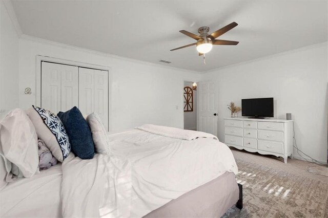 bathroom with walk in shower, vanity, toilet, and crown molding