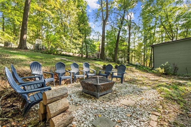 view of patio with an outdoor fire pit