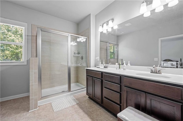 221 Irwell Path, Lawrenceville, GA 30044 - bathroom with a stall shower and double vanity