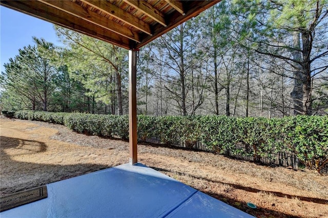 view of yard with fence and a patio