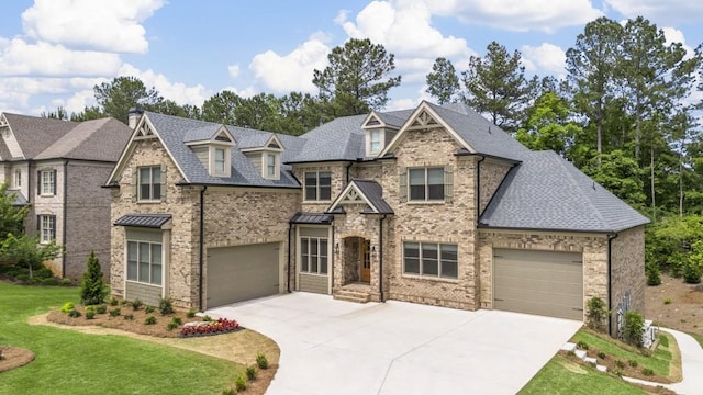 407 Estates View Dr, Acworth, GA 30101 - view of front of property with concrete driveway, brick siding, and a front lawn