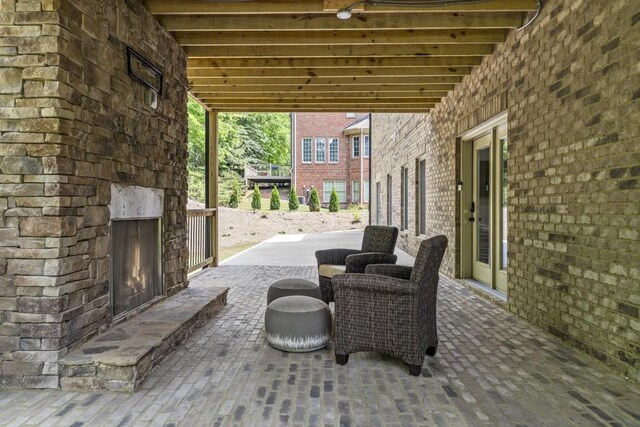 407 Estates View Dr, Acworth, GA 30101 - view of patio / terrace featuring an outdoor stone fireplace