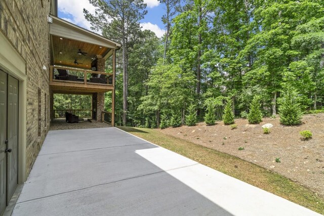 407 Estates View Dr, Acworth, GA 30101 - view of yard with ceiling fan, a patio area, and a balcony