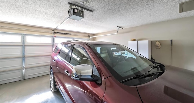 garage with a garage door opener