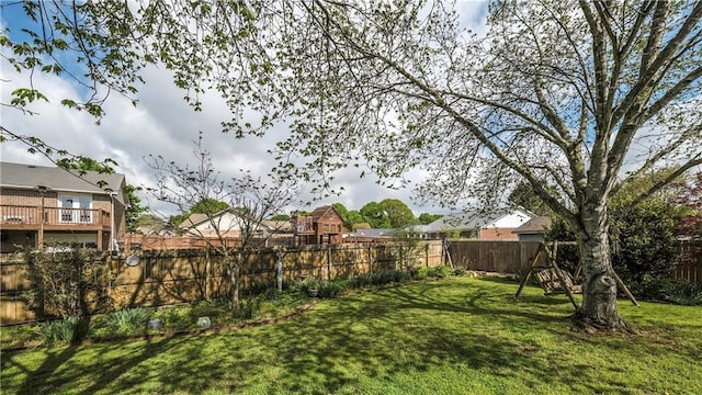 view of yard with a fenced backyard
