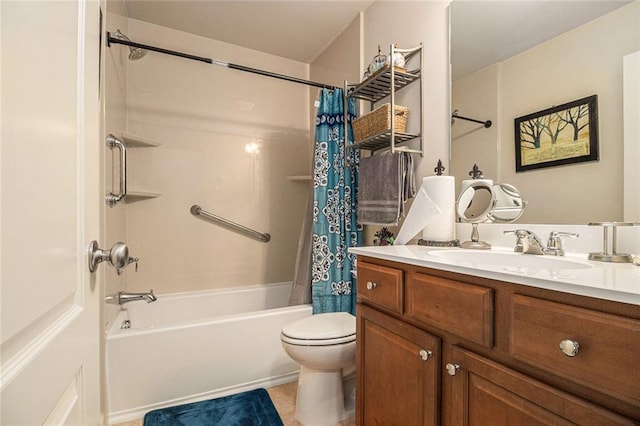 2294 Spicy Pine Ln, Lawrenceville, GA 30044 - full bath featuring vanity, shower / bathtub combination with curtain, toilet, and tile patterned flooring