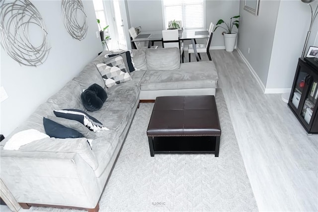 living room featuring baseboards and wood finished floors