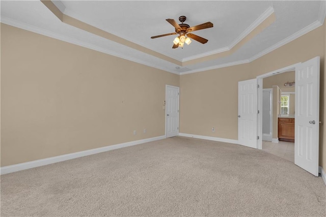 102 Plantation Dr, Lagrange, GA 30277 - unfurnished room featuring a tray ceiling, light carpet, ceiling fan, and ornamental molding