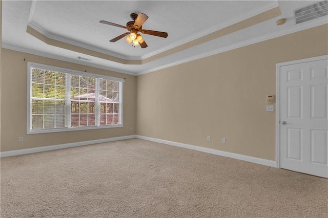 102 Plantation Dr, Lagrange, GA 30277 - carpeted empty room with a tray ceiling, crown molding, ceiling fan, and a smoke detector