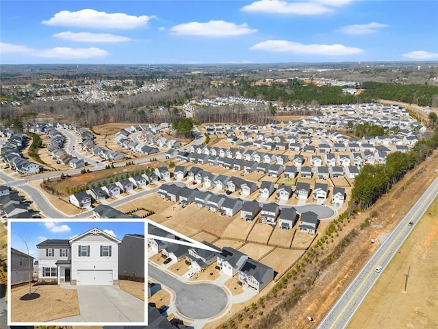 aerial view featuring a residential view