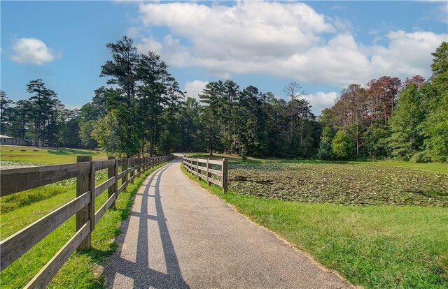 view of road with a rural view