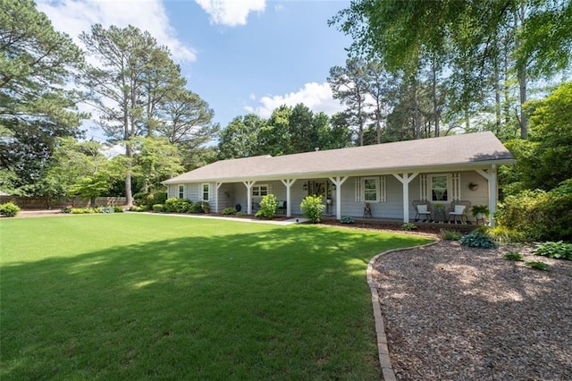 ranch-style home featuring covered porch