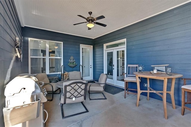 view of patio featuring french doors and grilling area