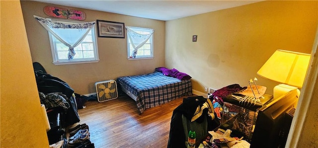 bedroom with hardwood / wood-style floors