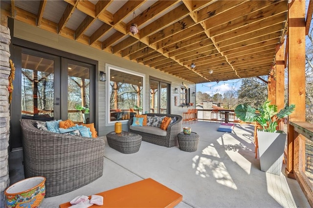 4115 Merritt Dr, Cumming, GA 30041 - view of patio featuring french doors and outdoor lounge area