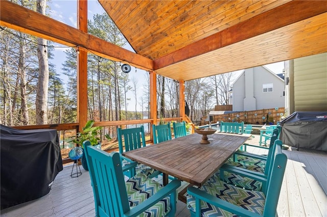 4115 Merritt Dr, Cumming, GA 30041 - sunroom featuring lofted ceiling and wood ceiling