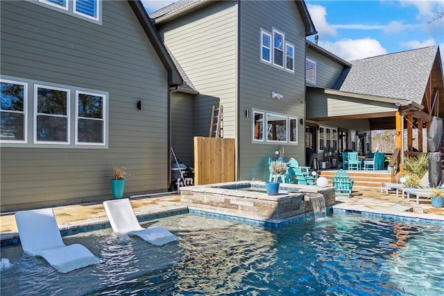 4115 Merritt Dr, Cumming, GA 30041 - rear view of property with pool water feature, a pool with hot tub, and a patio