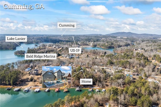4115 Merritt Dr, Cumming, GA 30041 - drone / aerial view with a water and mountain view