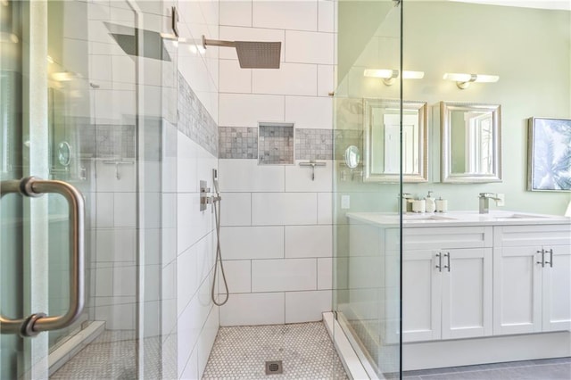 4115 Merritt Dr, Cumming, GA 30041 - bathroom with an enclosed shower and vanity