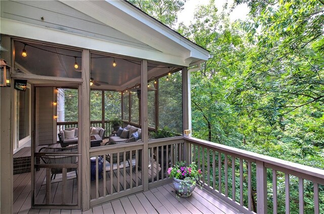 16 Cambridge Way, Cartersville, GA 30121 - deck with outdoor lounge area and a sunroom