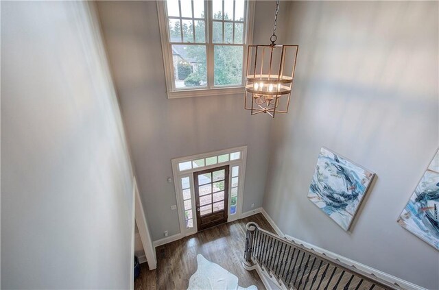 16 Cambridge Way, Cartersville, GA 30121 - entrance foyer with a chandelier, wood finished floors, and stairs