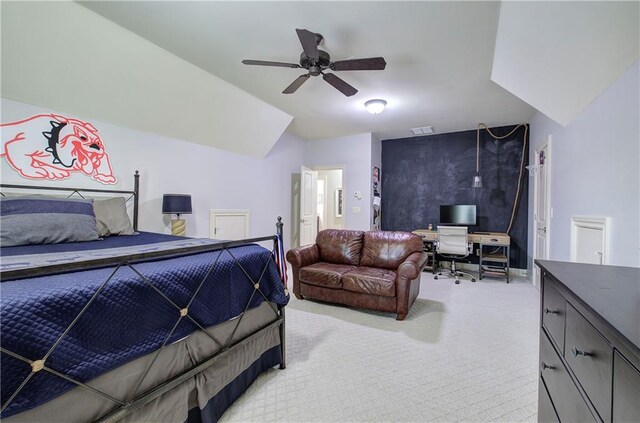 16 Cambridge Way, Cartersville, GA 30121 - carpeted bedroom with an office area, an accent wall, and a ceiling fan