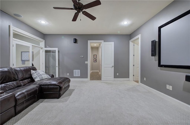 16 Cambridge Way, Cartersville, GA 30121 - living area featuring ceiling fan, carpet, and recessed lighting