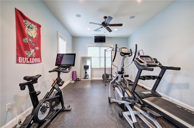 16 Cambridge Way, Cartersville, GA 30121 - workout area with a ceiling fan and recessed lighting