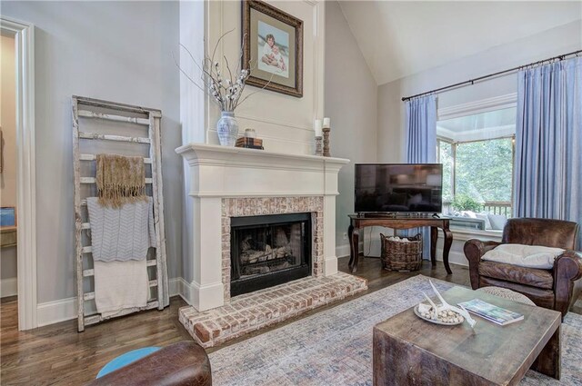 16 Cambridge Way, Cartersville, GA 30121 - living area with wood finished floors, a fireplace, and high vaulted ceiling