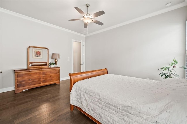 993 Harvest Park Ln, Suwanee, GA 30024 - bedroom featuring ornamental molding, wood finished floors, baseboards, and a ceiling fan