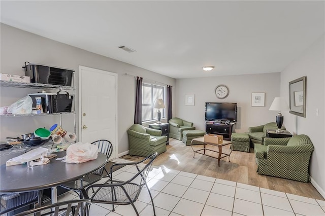 living room featuring light hardwood / wood-style floors