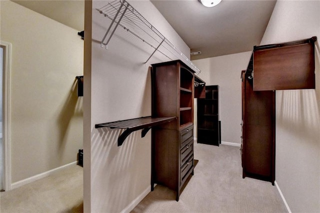 spacious closet with light colored carpet