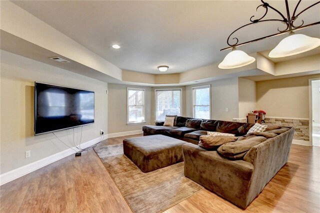 living room featuring light hardwood / wood-style flooring